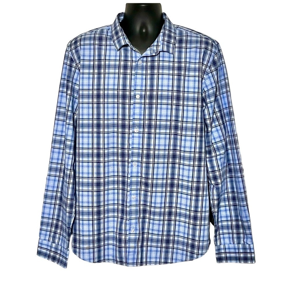 Calvin Klein Plaid Button Down Shirt Size X Large Blue/White